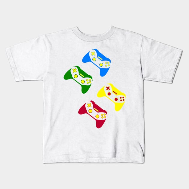 Multi-color Gamer Controller Kids T-Shirt by jaysxtremegaming